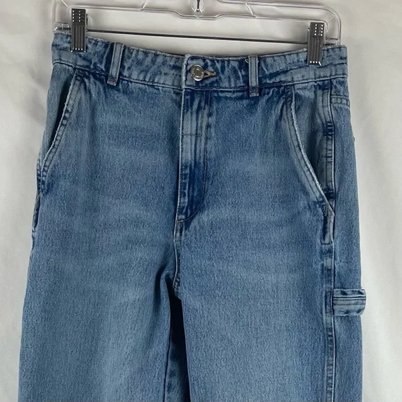 Zara Blue High Rise Cargo Jeans Size 4 - Picture 2 of 10